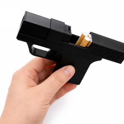 Etui à cigarette avec briquet intégré en forme de Pistolet
